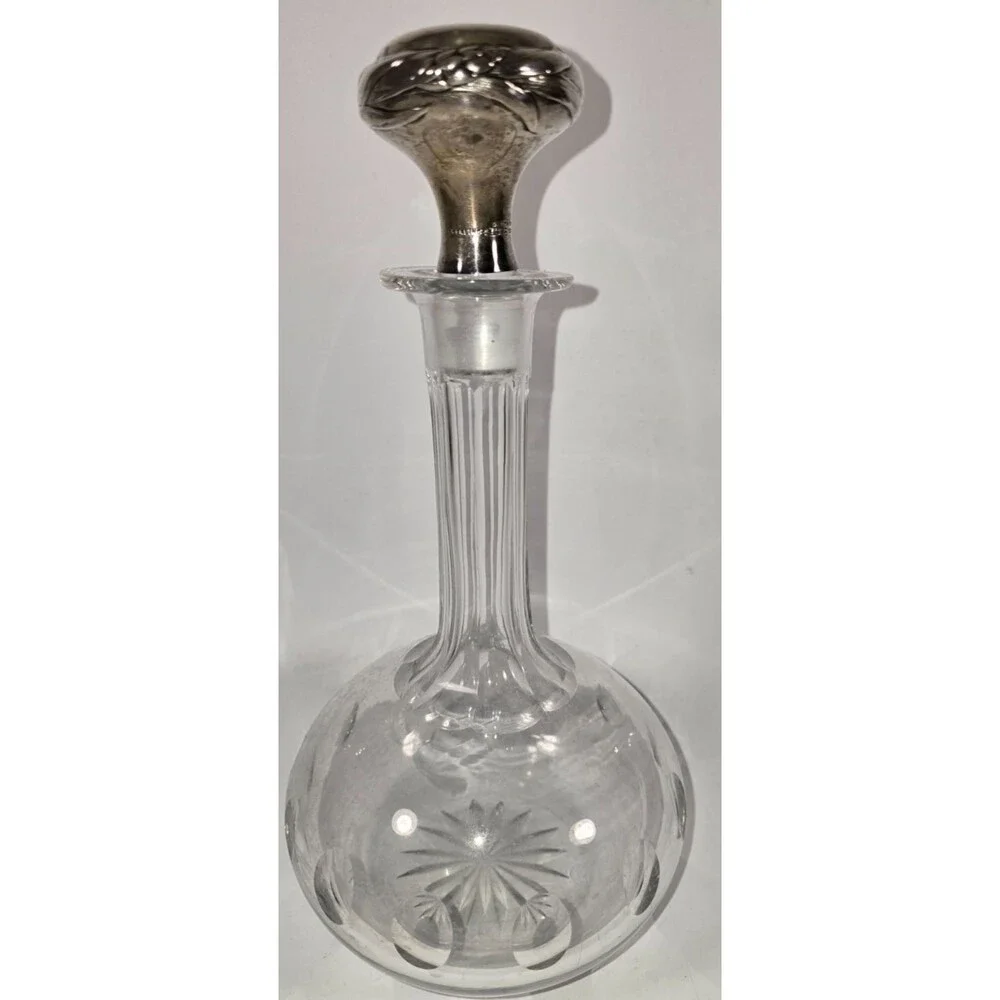 Antique Cut Crystal Decanter with Sterling Silver Stopper – Incredible Condition